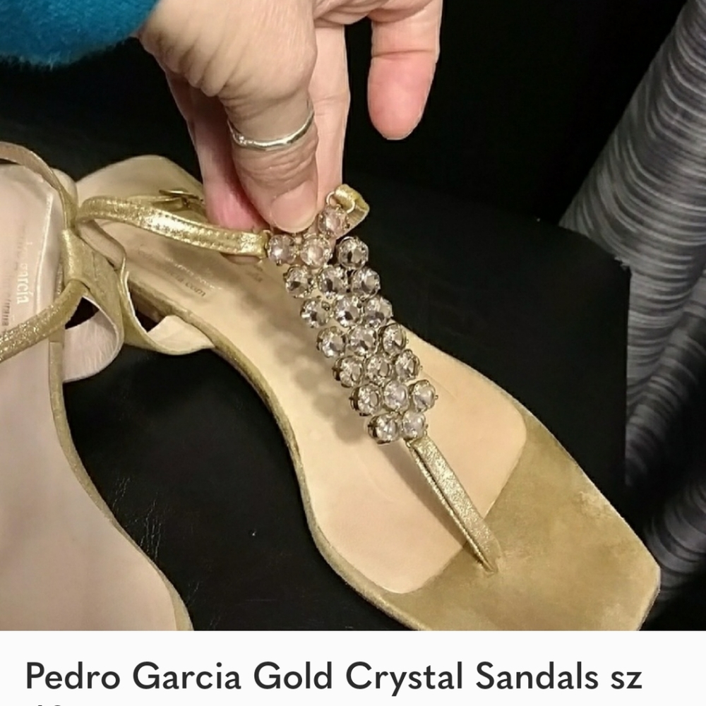 Pedro Garcia Gold Crystal Sandal Sz 10